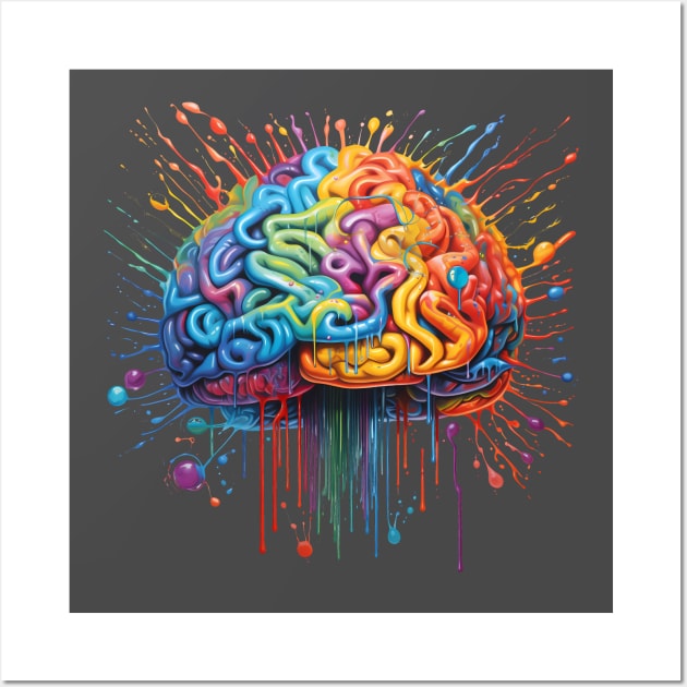 Colorful artistic brain - ADHD, autism Wall Art by Unelmoija